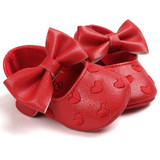 Red Baby Shoes Princess Bow Girl Baby Toddler Shoes Casual Soft Non-slip Newborn Shoes First Walker