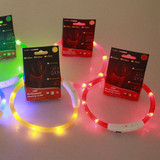 Rechargeable USB LED Flashing Light Band Belt Safety Pet Dog Collar New