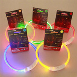 Rechargeable  Puppy Collar USB LED Flashing Light Band Belt Safety Pet Dog Collar