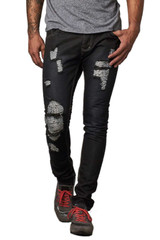 Recess Jeans Black Distressed Slim Tapered Denim Pant