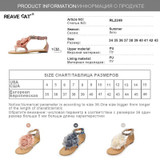 REAVE CAT Big size 34-43 Gladiator Sandals for Women Bohemia Beaded Summer Flower Flat Heels Flip Flops Women's Shoes Tstraps