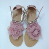 REAVE CAT Big size 34-43 Gladiator Sandals for Women Bohemia Beaded Summer Flower Flat Heels Flip Flops Women's Shoes Tstraps