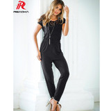 Reaqka 2017 Sexy rompers womens jumpsuit Summer lace Short sleeves Elastic High Waist Casual Woman Playsuit women Jumpsuit XXL