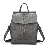 REALER brand women backpack high quality split leather shoulder bag female crocodile prints large multifunctional backpack