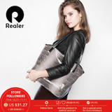 REALER brand genuine leather bag women serpentine shoulder bag ladies high quality handbag