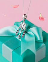 real. 925 Sterling Silver jewelry Dream Catcher Necklace /Pendants Dreamcatcher Tassel Feather Charms Women's GTLX1240
