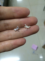 Real. 925 Sterling Silver Jewelry Dragonfly stud Earrings Insect 7mm*8mm GTLE986