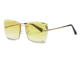 vintage women sunglasses square rimless diamond cutting lens fashion luxury