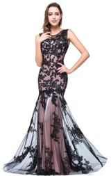 Real Photo Mermaid Long Evening Dresses Tulle Lace Appliques Scoop Zipper-Up Robe De Soiree Longue 2017