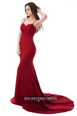 Real photo Mermaid Prom Dresses 2017 Sexy Burgundy Evening Gowns Dress traje de gala vestido longo moroccan kaftan party gowns
