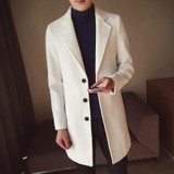 S-5XL Men's Solid Color Wool Coat England Middle Long Coats Jackets Slim Fit Male Homme Winter Overcoat Woolen Coat Korean