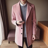 S-5XL Men's Solid Color Wool Coat England Middle Long Coats Jackets Slim Fit Male Homme Winter Overcoat Woolen Coat Korean