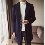 S-5XL Men's Solid Color Wool Coat England Middle Long Coats Jackets Slim Fit Male Homme Winter Overcoat Woolen Coat Korean