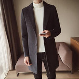 S-5XL Men's Solid Color Wool Coat England Middle Long Coats Jackets Slim Fit Male Homme Winter Overcoat Woolen Coat Korean