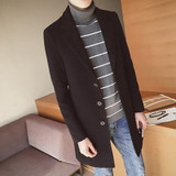 S-5XL Men's Solid Color Wool Coat England Middle Long Coats Jackets Slim Fit Male Homme Winter Overcoat Woolen Coat Korean