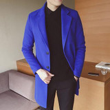 S-5XL Men's Solid Color Wool Coat England Middle Long Coats Jackets Slim Fit Male Homme Winter Overcoat Woolen Coat Korean