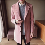 S-5XL Men's Solid Color Wool Coat England Middle Long Coats Jackets Slim Fit Male Homme Winter Overcoat Woolen Coat Korean
