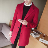 S-5XL Men's Solid Color Wool Coat England Middle Long Coats Jackets Slim Fit Male Homme Winter Overcoat Woolen Coat Korean