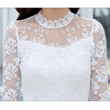 S-5XL Lace Blouse 2018 Women Blouses Shirts Elegant Black White Crochet Long Sleeve Blouse Shirt Chemise Femme Ladies Tops B803