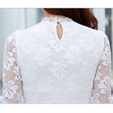 S-5XL Lace Blouse 2018 Women Blouses Shirts Elegant Black White Crochet Long Sleeve Blouse Shirt Chemise Femme Ladies Tops B803