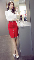 S-5XL fashion autumn spring 2017 plus size high waist single-breasted saias femininas slim pencil skirt women skirts female