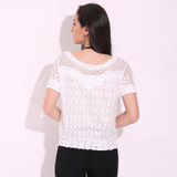 S-5XL Blusas 2017 Spring Summer Women Long Sleeve White Lace Floral Blouse Shirts O neck Hollow Out Sexy Casual Tops Plus Size