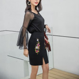 S-3XL Print High Waist Skirts 2017 Summer Elegant Vintage Embroidery Floral Women Office Skirt Sexy Ladies Pencil Mini Skirts