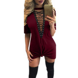 S-3XL Lace Up V -Neck Shirt Dress Summer Women Short Sleeve Loose Dresses Vestidos Sexy Casual Dress Shirts Vestido Mujer GV529 S-3XL Lace Up V -Neck Shirt Dress Summer Women Short Sleeve Loose Dresses Vestidos Sexy Casual Dress Shirts Vestido Mujer GV529