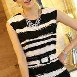 S-3XL 2016 Vestidos Summer dress Slim Fashion Sleeveless Printed office dress High Quality Plus size Women dress