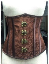 S-2XL Steampunk Corsets Bustiers Sexy Brown Underbust Gothic Corset Steel Bone Bustiers With Button