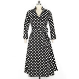S- 4XL Women Dress Vintage 1950s 60s Rockabilly Floral Print Autumn Three Quarter Elegant Plus Size Dresses Tunic Vestidos