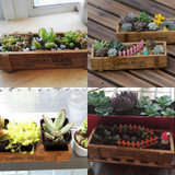 Retro Wooden Square Storage box groceries Desktop Wood Succulents Bonsai Box Home Office Desk Sundries container 22.7*10*4.8CM