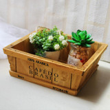 Retro wooden home/office desktop storage box multifunctional sundries box flowerpot