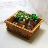 Retro wooden home/office desktop storage box multifunctional sundries box flowerpot