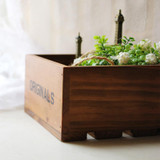 Retro wooden home/office desktop storage box multifunctional sundries box fleshy flower pot