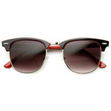 Retro Two Tone Colorful Half Frame Horned Rim Sunglasses 9182