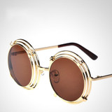Retro Steampunk Sunglasses Men 2017 Fashion Round Sunglasses Brand Designer Women Vintage Hip Hop Sun Glasses Oculos de sol
