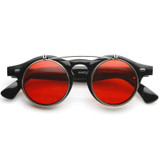 Retro Steampunk Round Circle Flip Up Color Tinted Sunglasses 8850