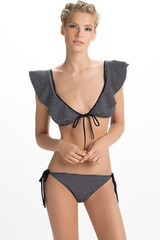 Retro Ruffle Gingham Bikini Swimsuit-Two Piece Set