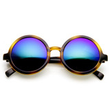 Retro Round Classic Flash Mirrored Lens Sunglasses 9311