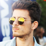 Retro P3 Round Flash Color Mirror Lens Metal Sunglasses