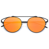 Retro Modern Round Wired Flat Lens Aviator Sunglasses C395
