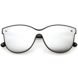 Retro Modern Horned Rim Colored Mirrored Lens Sunglasses C399