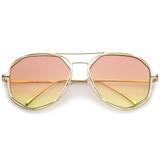 Retro Laser Cut Gradient Flat Lens Aviator Sunglasses A872