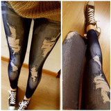 Retro Lady Women Skinny Slim Distressed Stretchy Jeans Leggings Jegging Pants