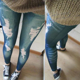 Retro Lady Women Skinny Slim Distressed Stretchy Jeans Leggings Jegging Pants