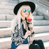 Retro Flash Color Mirror Lens Round Metal Sunglasses
