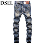 Retro Designer Men Jeans European American Street Man Clothing Stripe Jeans Mens Pants DSEL Brand Destroyed Ripped Jeans Men