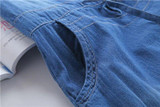 2017 Summer New Style Plus Size Women's Clothing, Ladies Lace Up Casual Short Sleeves Denim Dress, Vintage Elegant Jeans Dresses