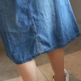 2017 Summer New Style Plus Size Women's Clothing, Ladies Lace Up Casual Short Sleeves Denim Dress, Vintage Elegant Jeans Dresses